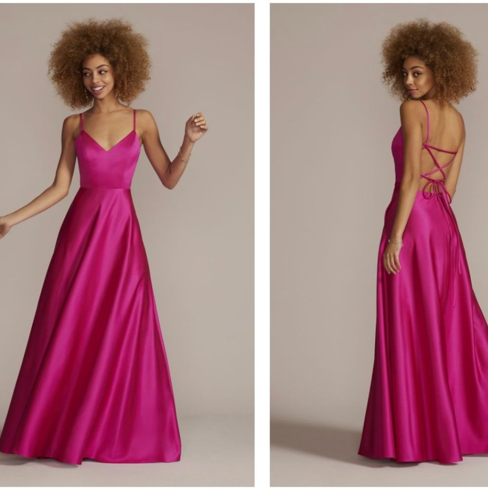 *NWT* JULES AND CLEO - Satin spaghetti strap a-line dress - Begonia/Hot Pink
